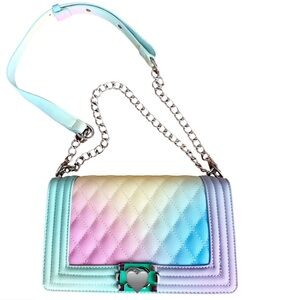 Pastel Gradient Quilted Shoulder Bag